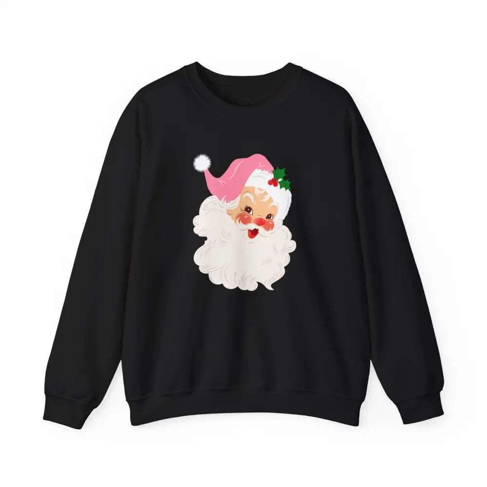 Vintage Pink Santa Crewneck Sweatshirt - S / Black - Sweatshirt