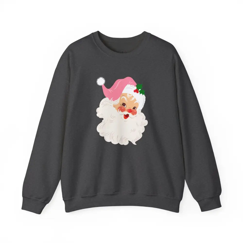 Vintage Pink Santa Crewneck Sweatshirt - S / Dark Heather - Sweatshirt