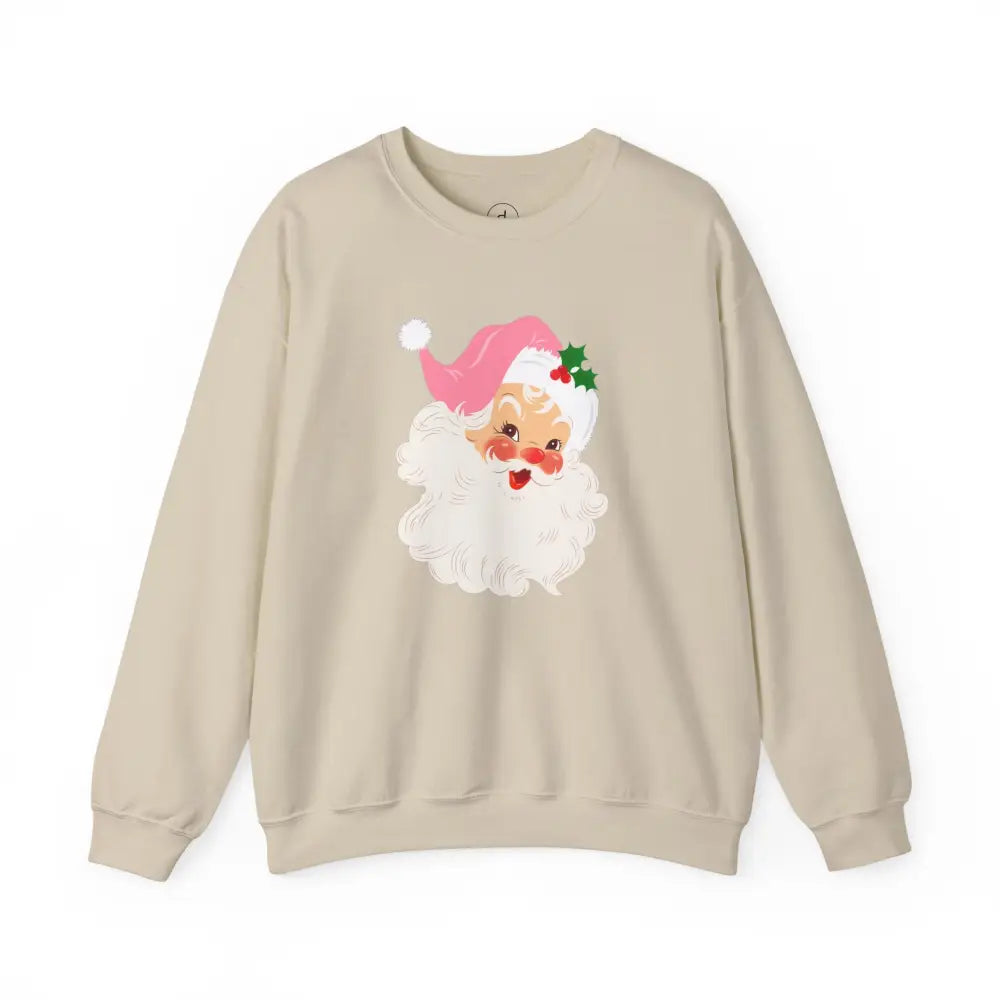 Vintage Pink Santa Crewneck Sweatshirt - S / Sand - Sweatshirt