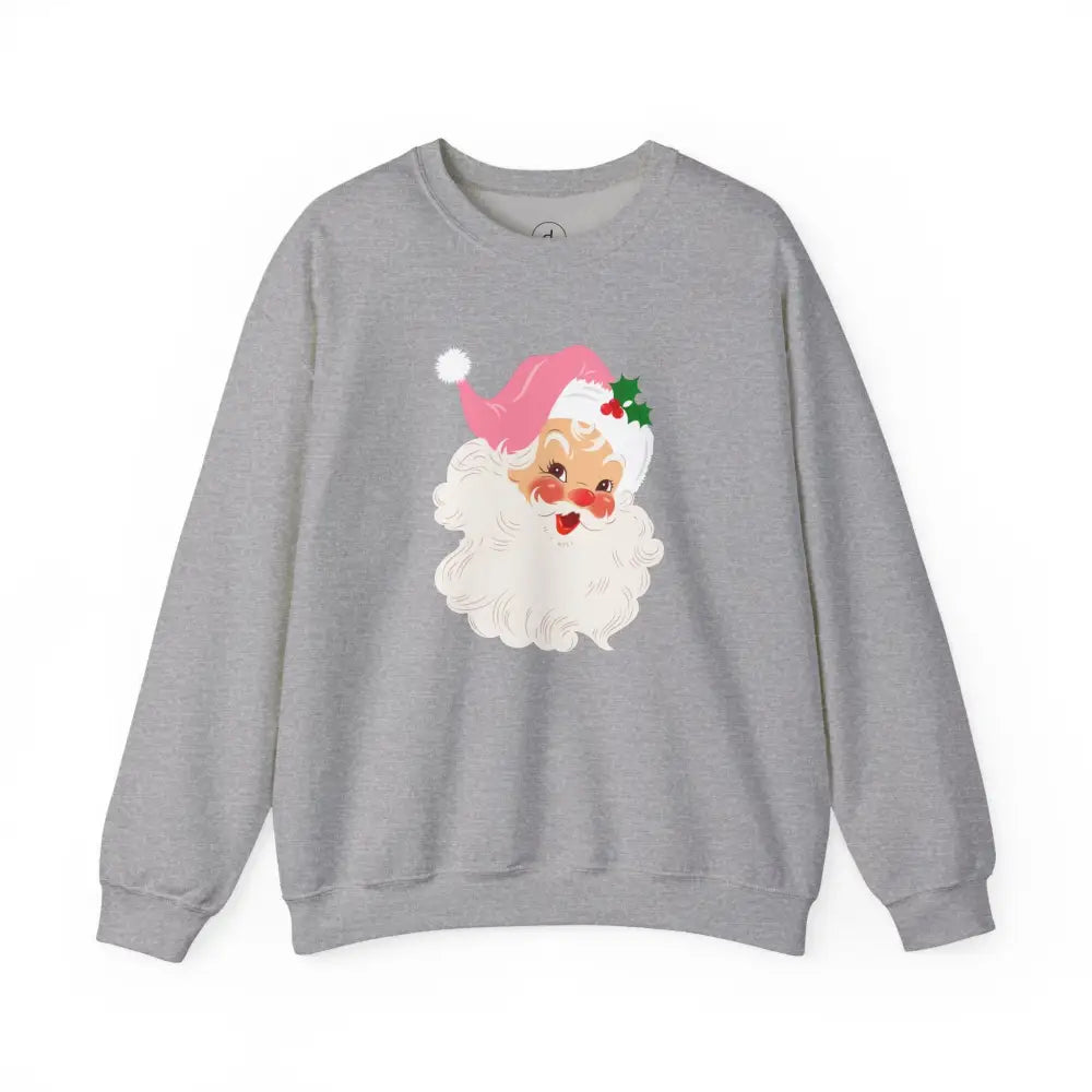 Vintage Pink Santa Crewneck Sweatshirt - S / Sport Grey - Sweatshirt