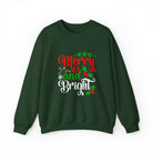 Merry and Bright Christmas Crewneck Sweatshirt S / Forest Green - danirou