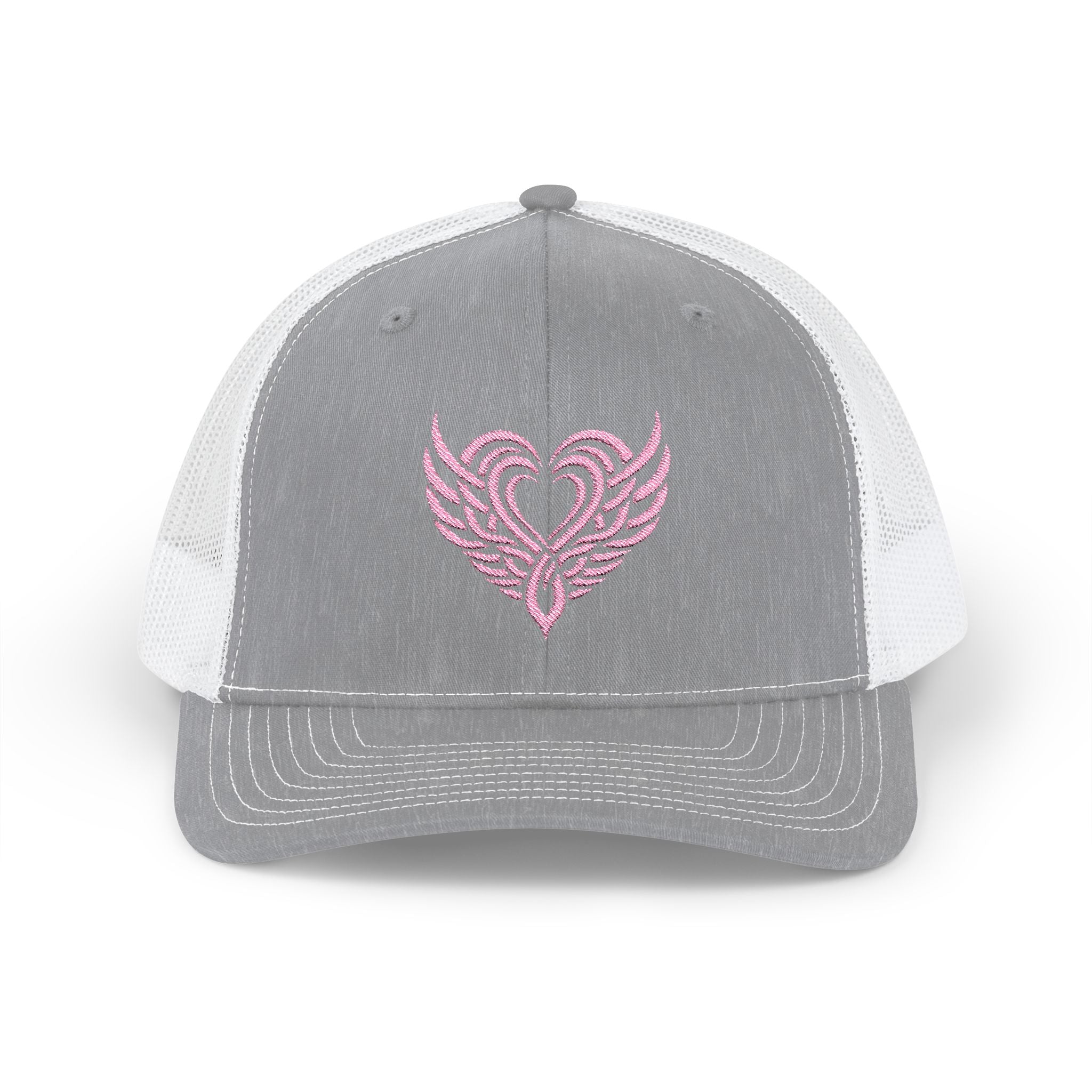 Pink Tattoo Heart Snapback Trucker Cap Heather Grey / White / One size - danirou