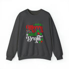 Merry and Bright Christmas Crewneck Sweatshirt S / Dark Heather - danirou