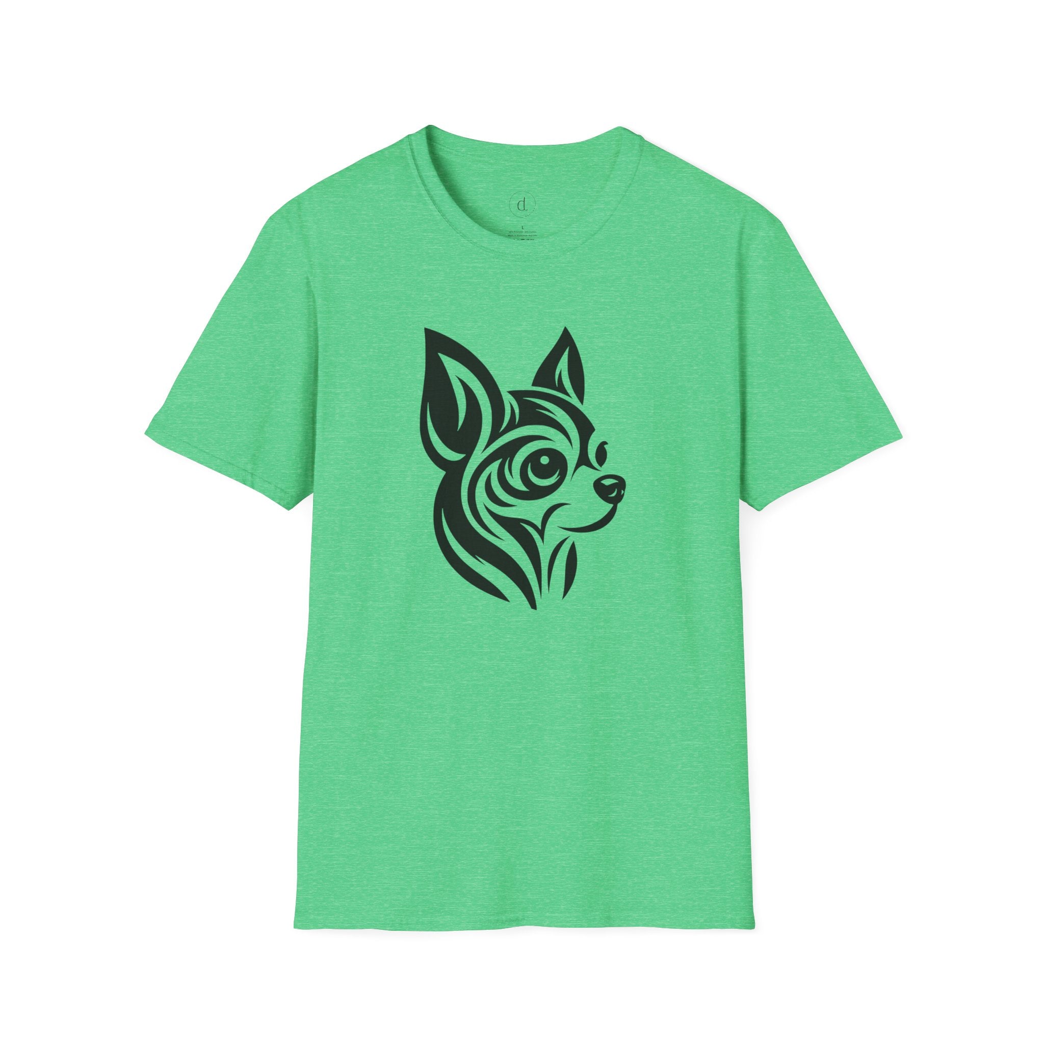 Tribal Chihuahua Softstyle T-Shirt Heather Irish Green / S - danirou