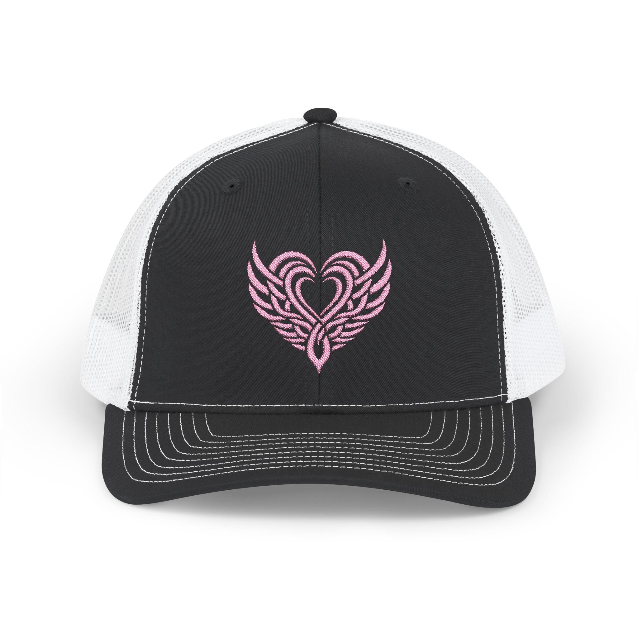 Pink Tattoo Heart Snapback Trucker Cap Black / White / One size - danirou