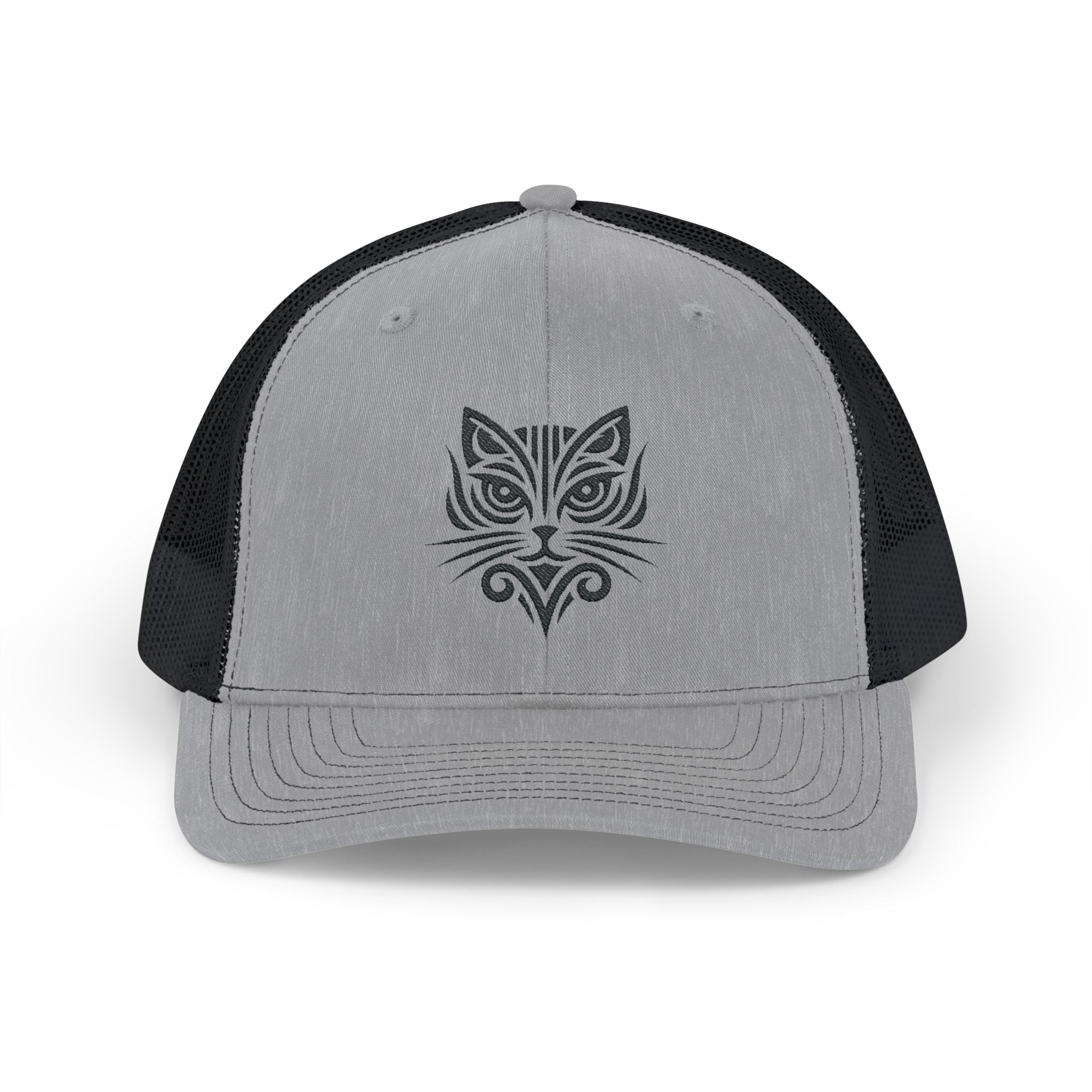 Cat Tattoo Snapback Trucker Cap Heather Grey / Black / One size - danirou