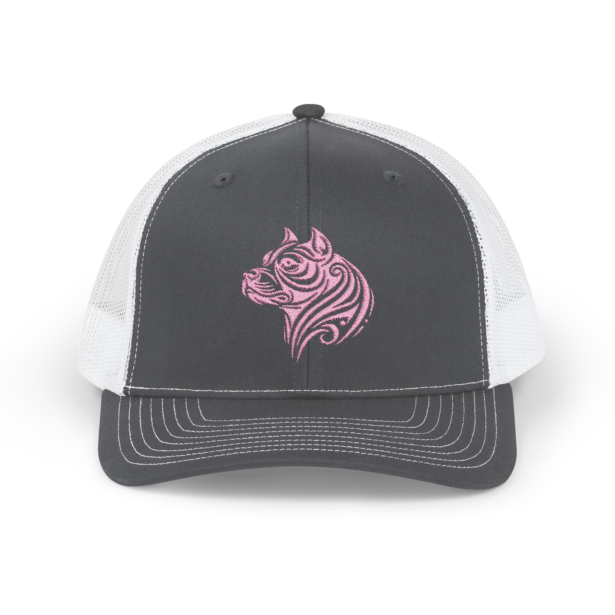 Pink Pit Bull Tattoo Snapback Trucker Cap Charcoal / White / One size - danirou