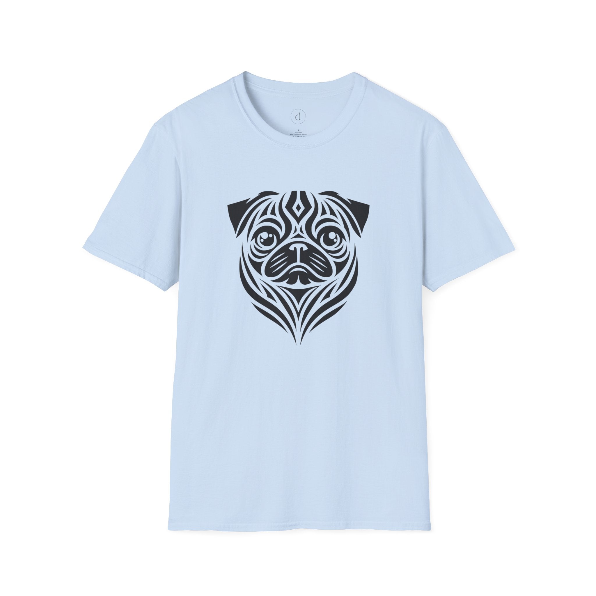 Tribal Style Pug Softstyle T-Shirt Light Blue / S - danirou