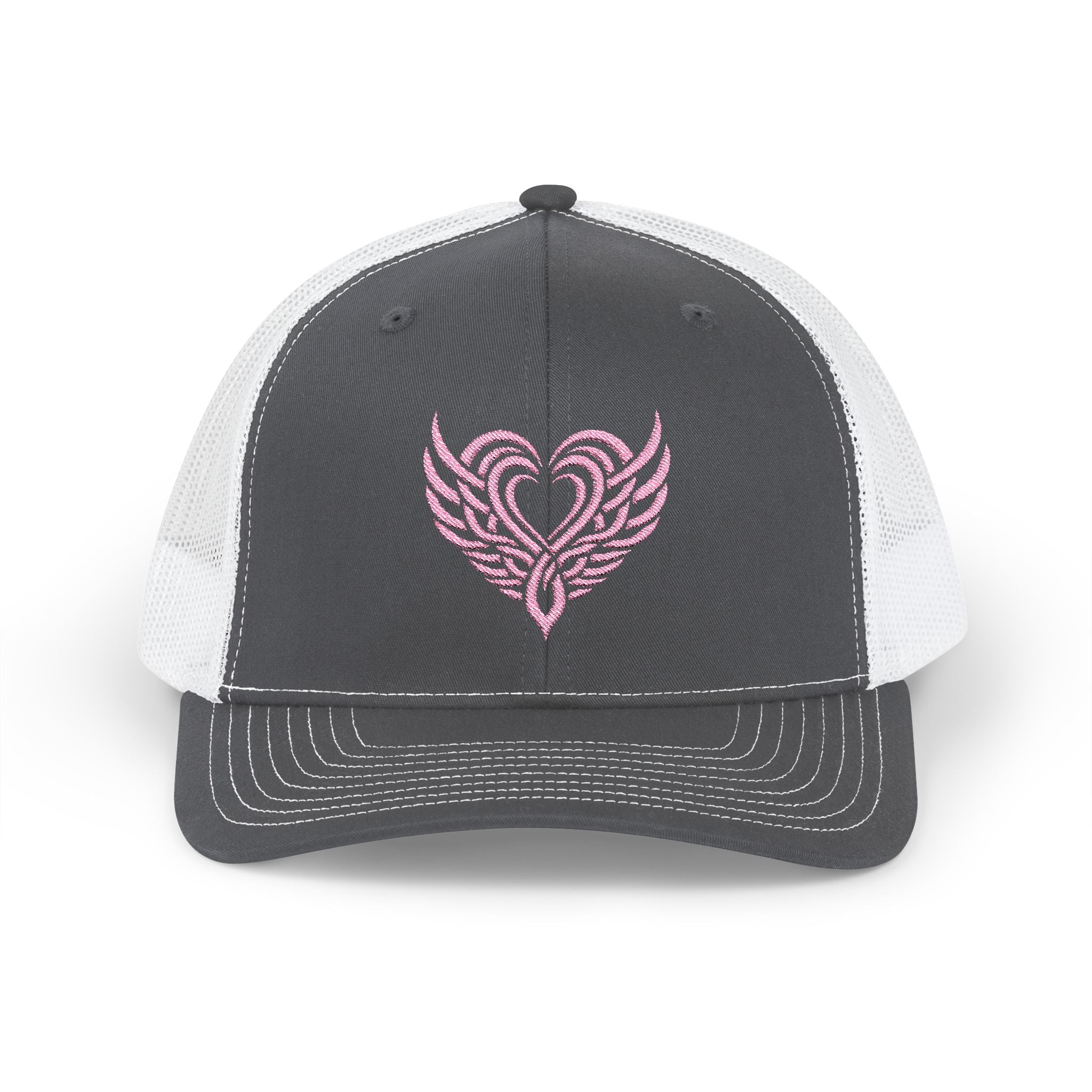 Pink Tattoo Heart Snapback Trucker Cap Charcoal / White / One size - danirou