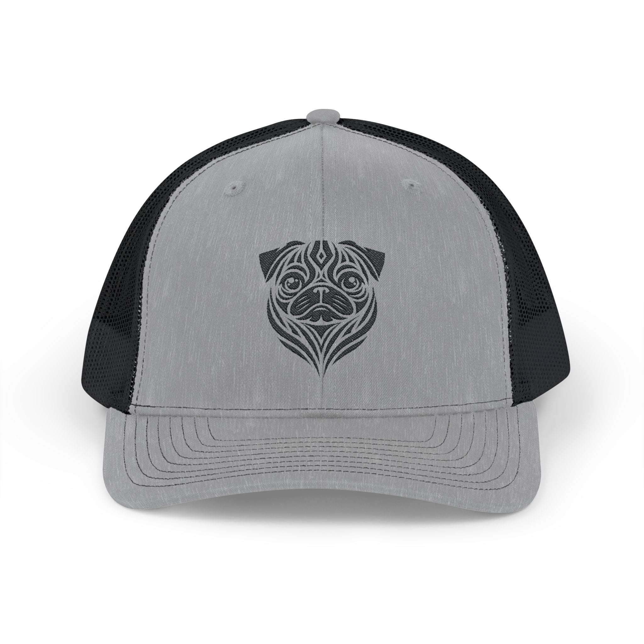 Pug Tattoo Snapback Trucker Cap Heather Grey / Black / One size - danirou