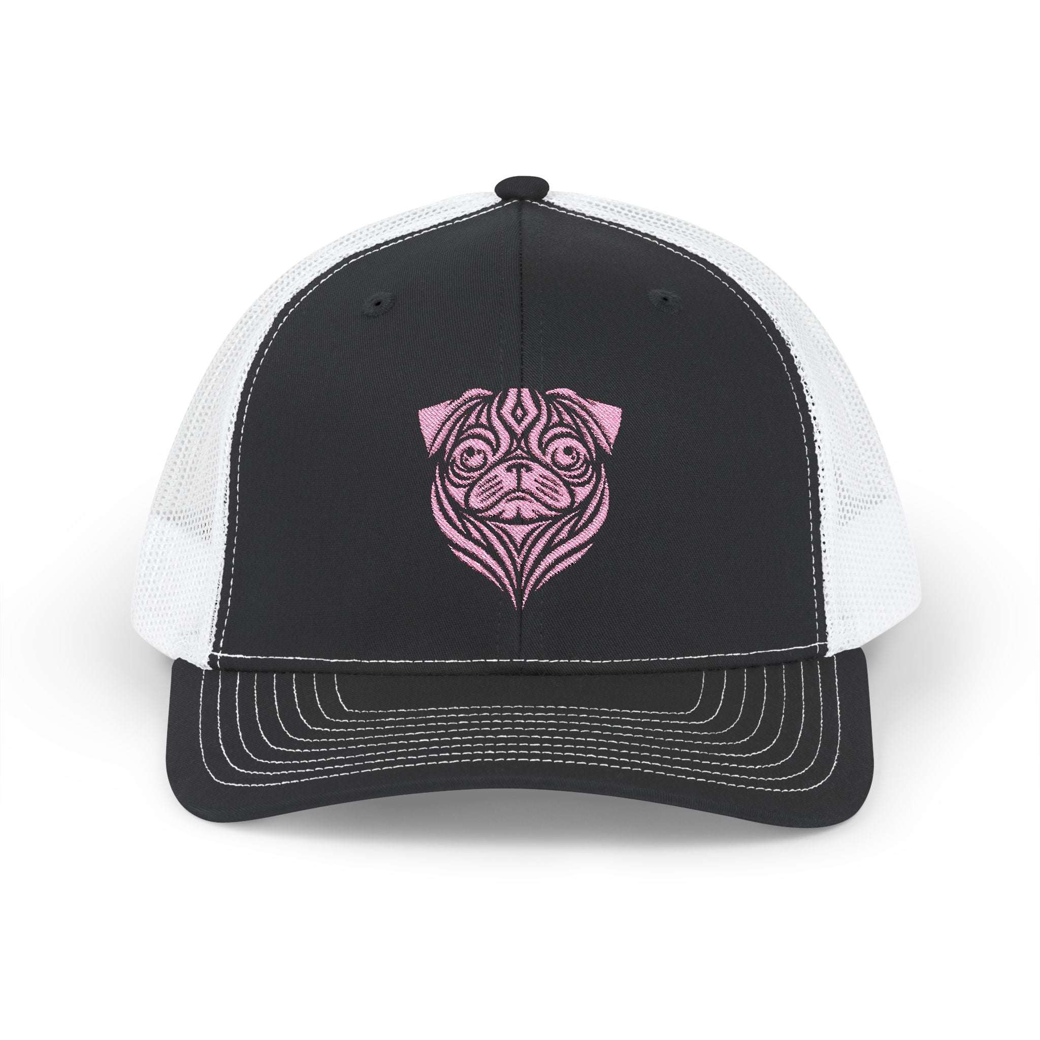 Pink Pug Tattoo Snapback Trucker Cap Black / White / One size - danirou