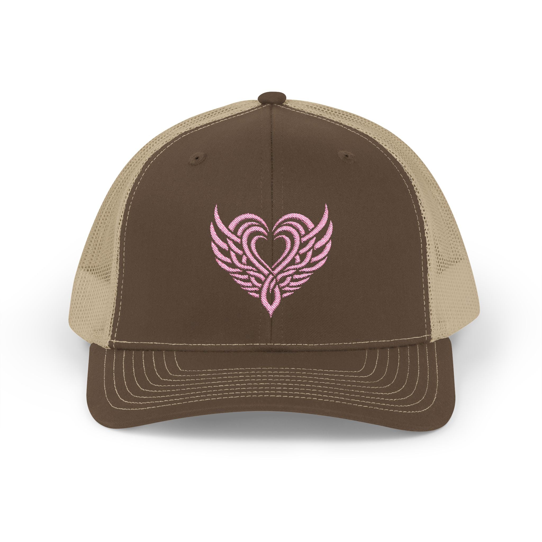 Pink Tattoo Heart Snapback Trucker Cap Brown / Khaki / One size - danirou