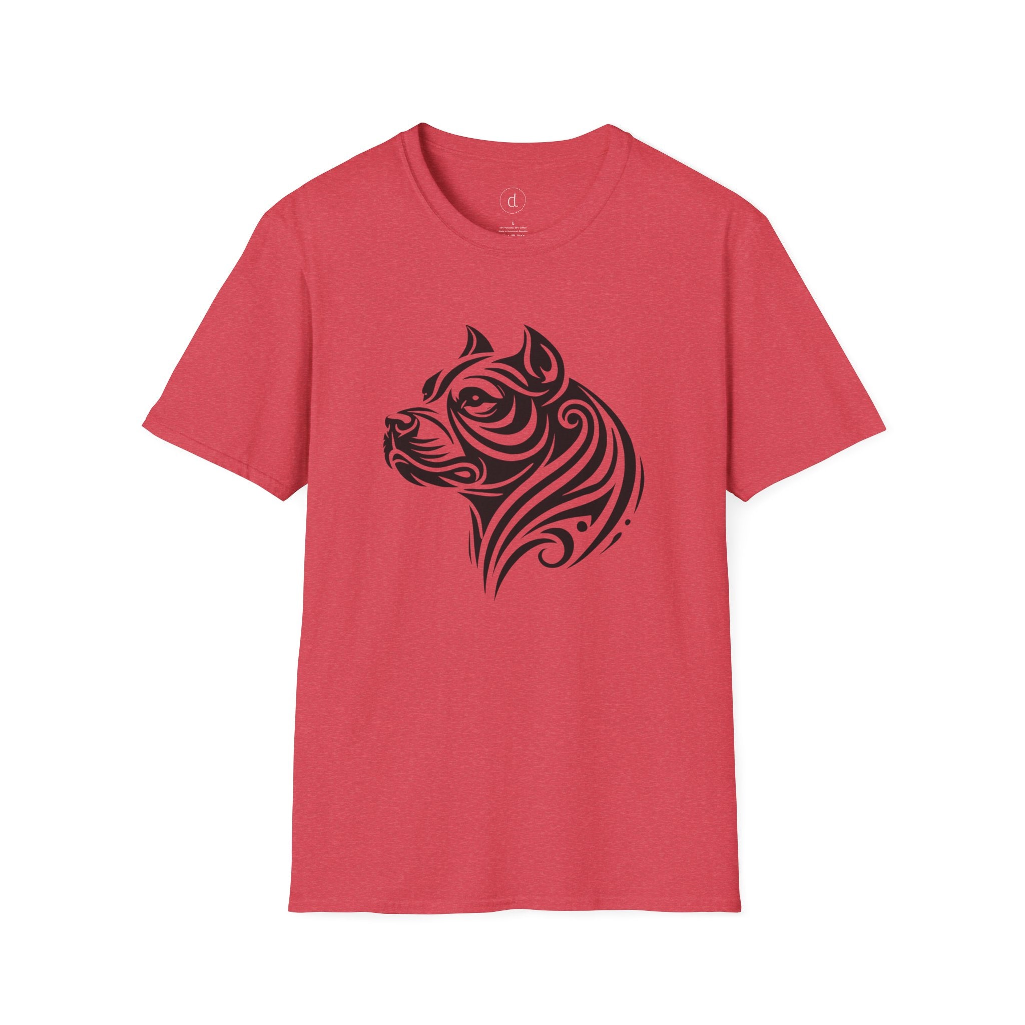 Tribal Pit Bull Softstyle T-Shirt Heather Red / S - danirou