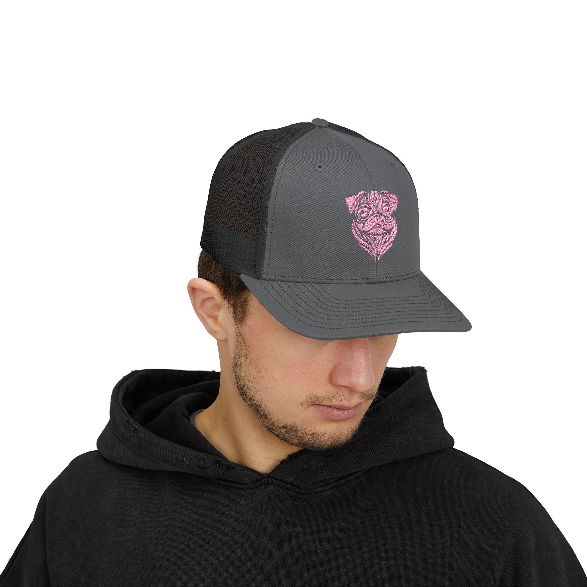 Pink Pug Tattoo Snapback Trucker Cap - danirou