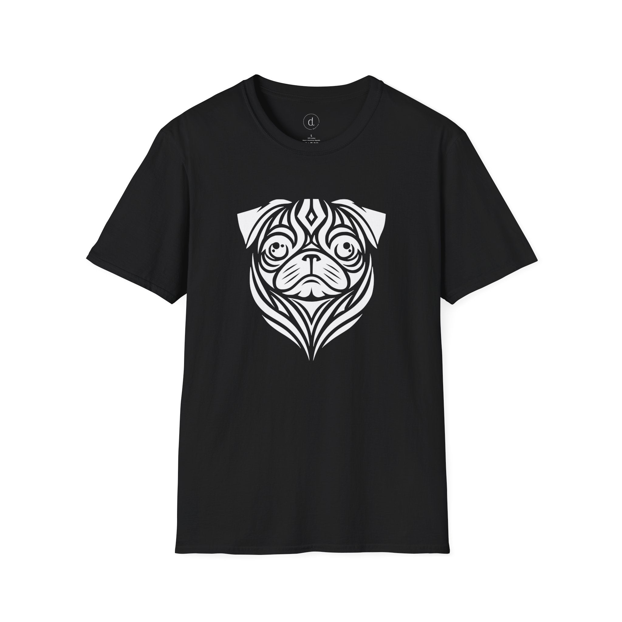 Tribal Style Pug Softstyle T-Shirt Black / S - danirou