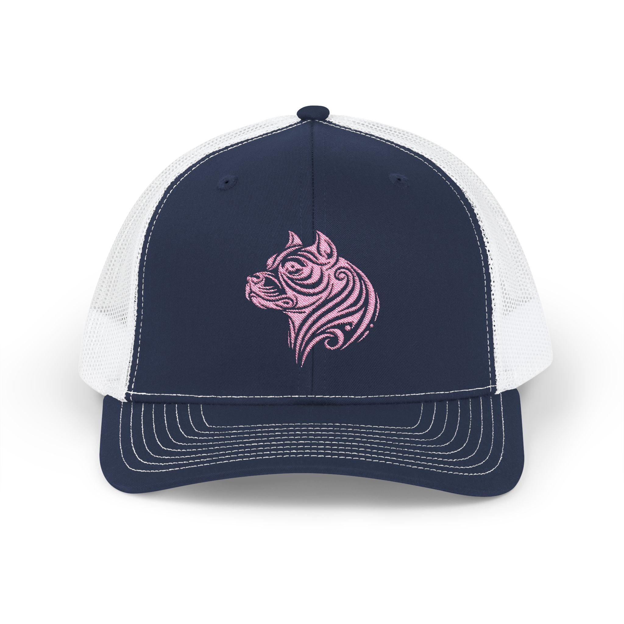 Pink Pit Bull Tattoo Snapback Trucker Cap Navy / White / One size - danirou