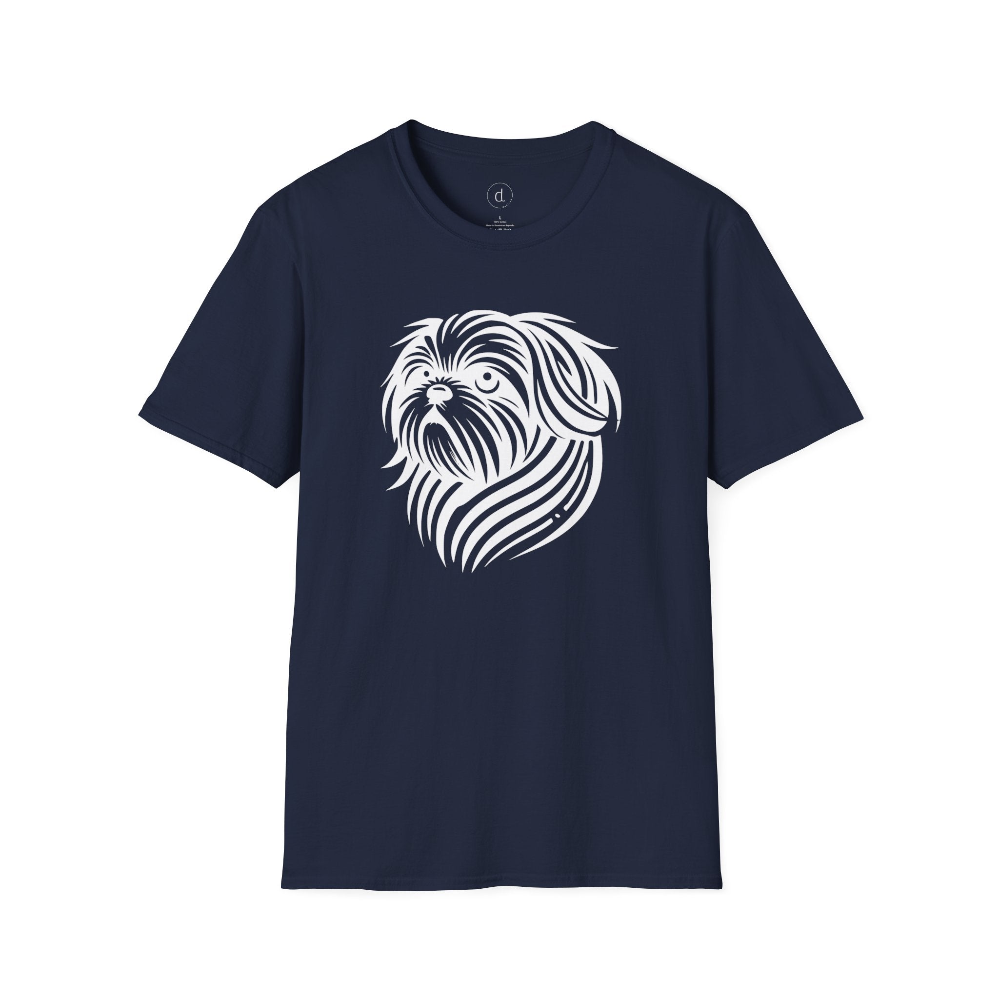 Tribal Shih Tsu Softstyle T-Shirt Navy / S - danirou