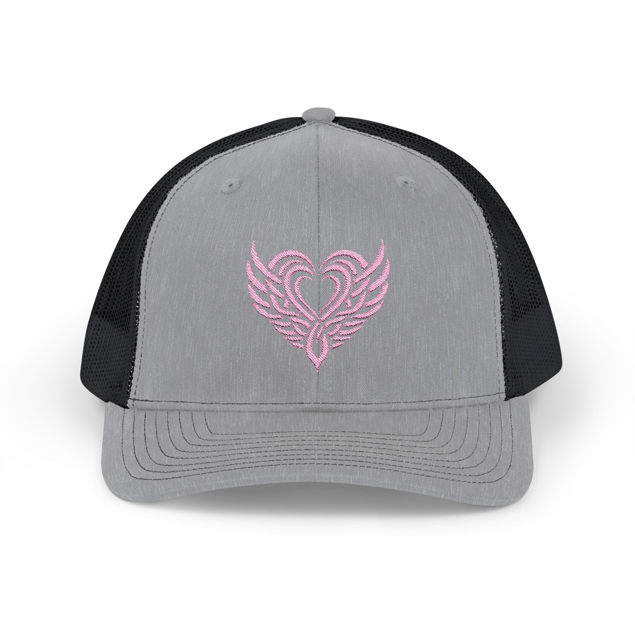 Pink Tattoo Heart Snapback Trucker Cap Heather Grey / Black / One size - danirou