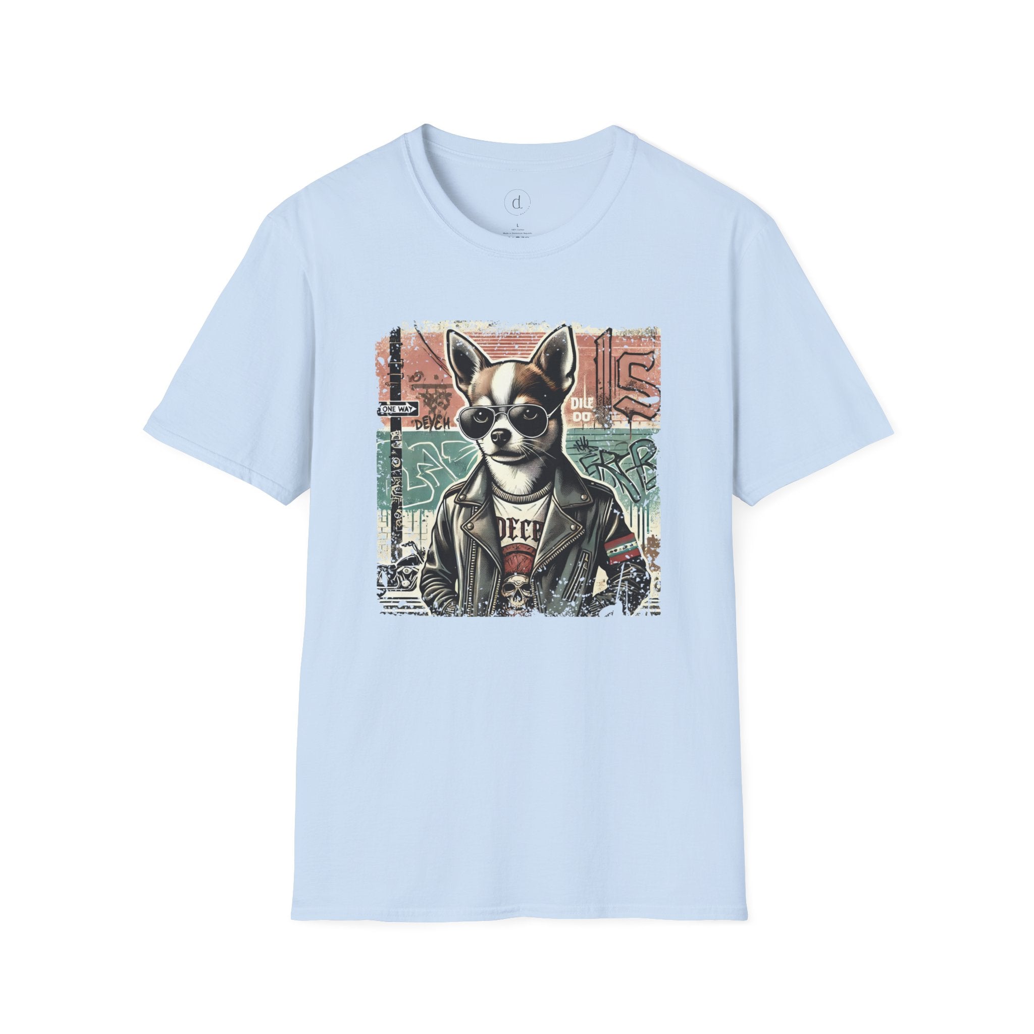 Rebel Chihuahua Softstyle T-Shirt Light Blue / S - danirou