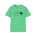 Peace Love Texas Softstyle T-Shirt Heather Irish Green / S - danirou