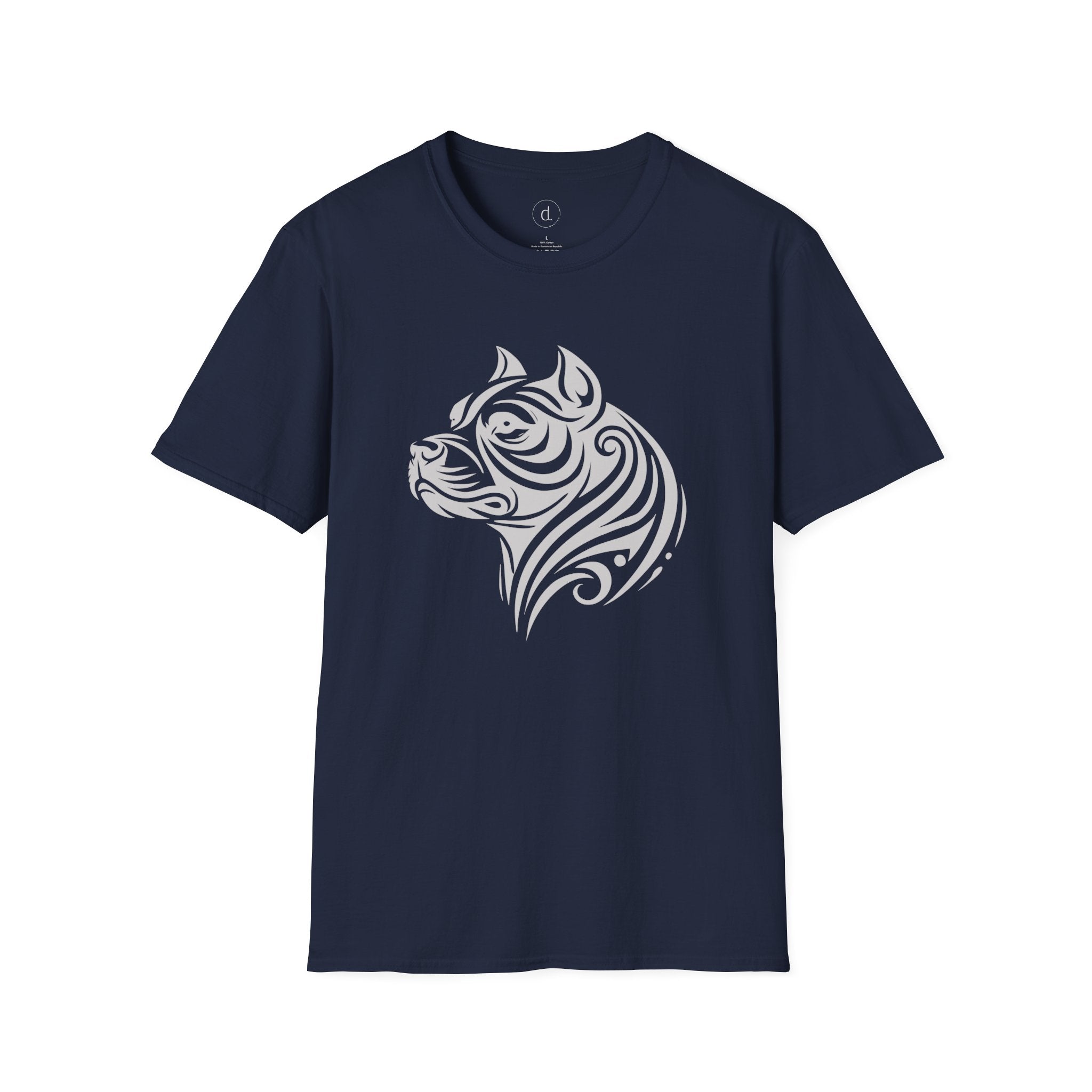 Tribal Pit Bull Softstyle T-Shirt Navy / S - danirou