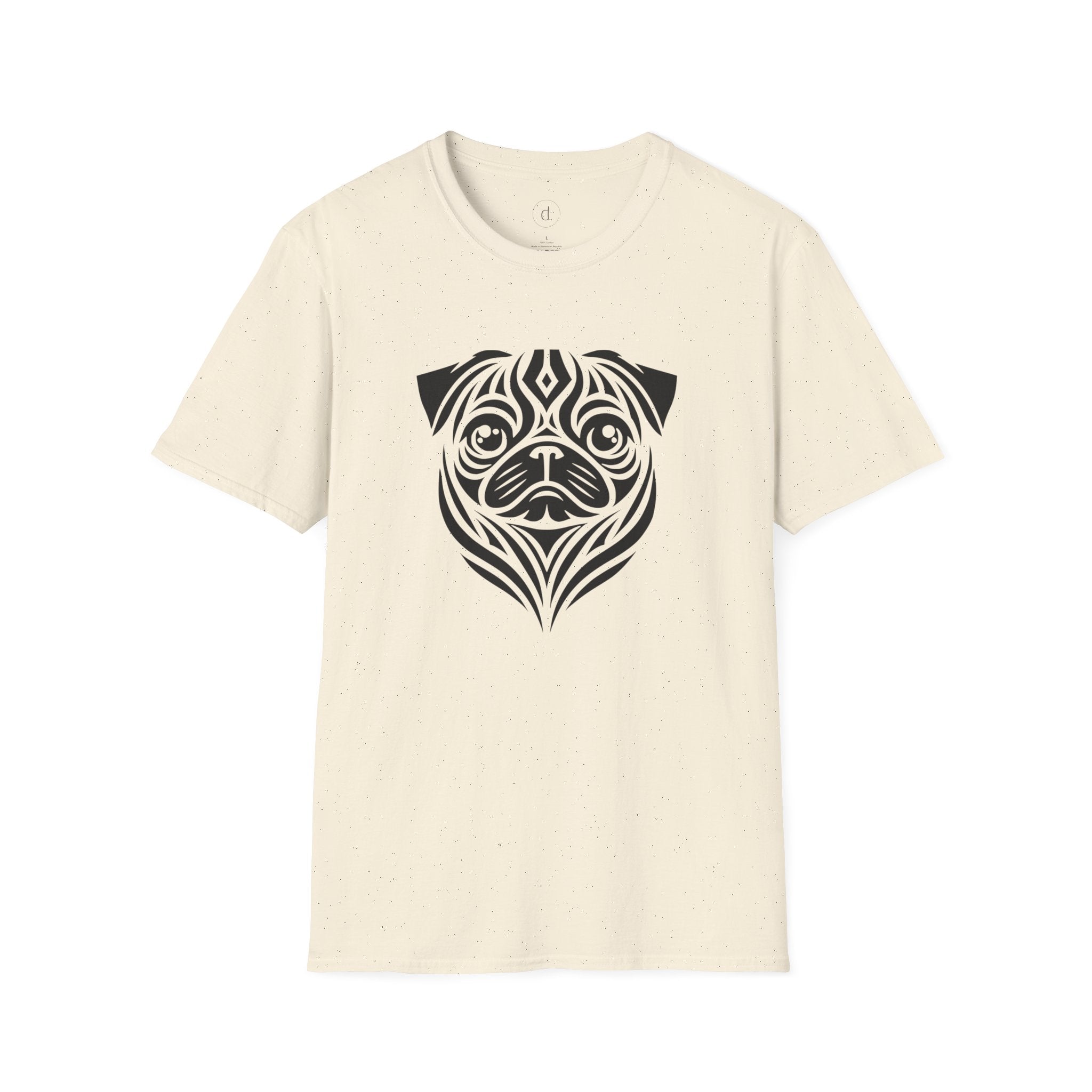 Tribal Style Pug Softstyle T-Shirt Natural / S - danirou