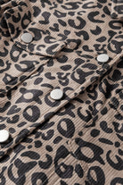 Asymmetrical Hem Collared Neck Leopard Jacket danirou