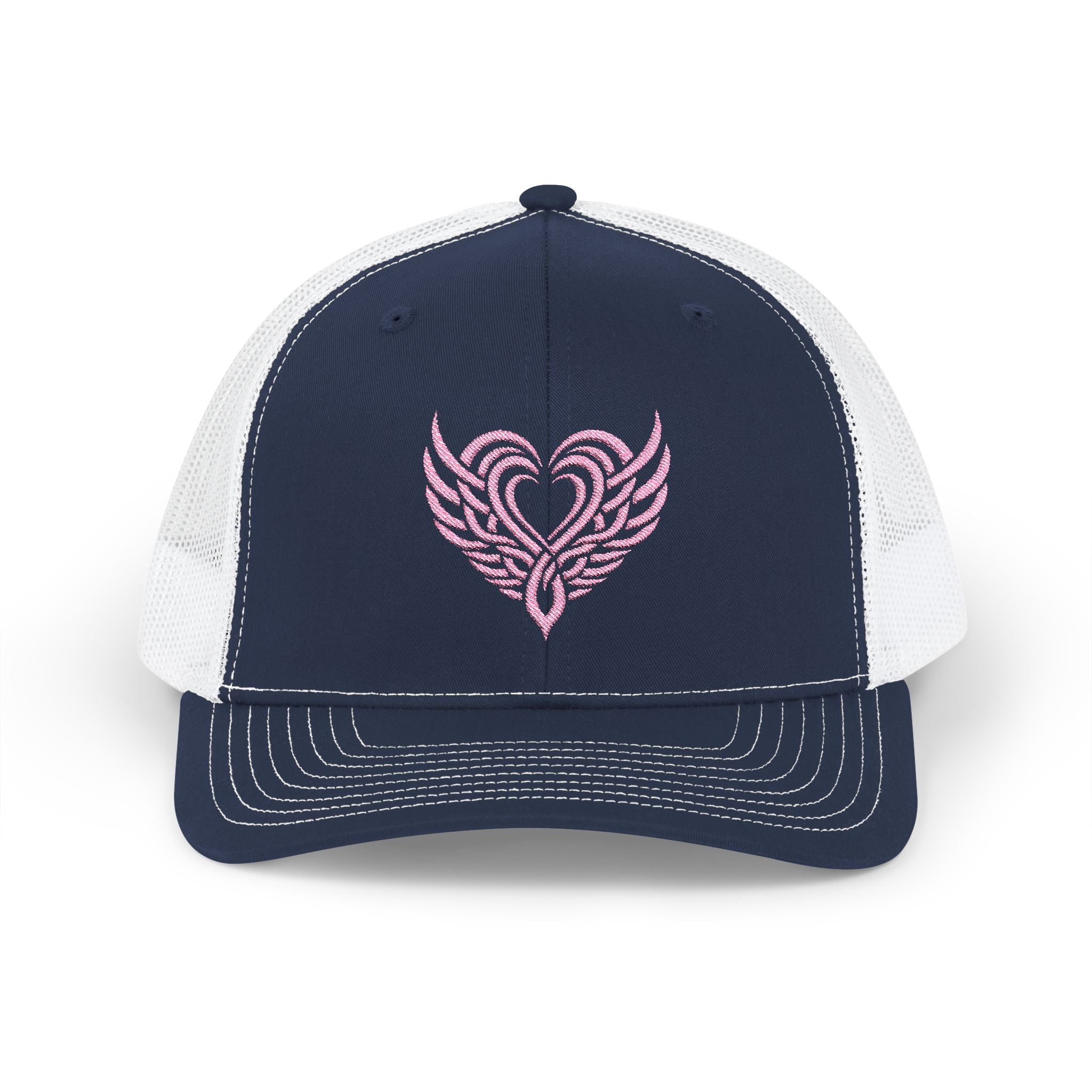 Pink Tattoo Heart Snapback Trucker Cap Navy / White / One size - danirou