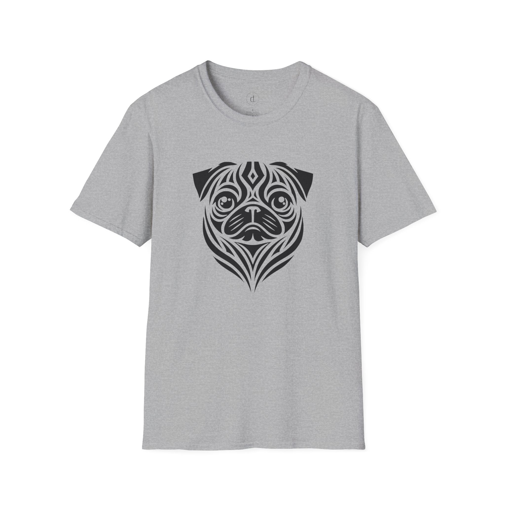 Tribal Style Pug Softstyle T-Shirt Sport Grey / S - danirou