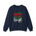 Merry and Bright Christmas Crewneck Sweatshirt S / Navy - danirou