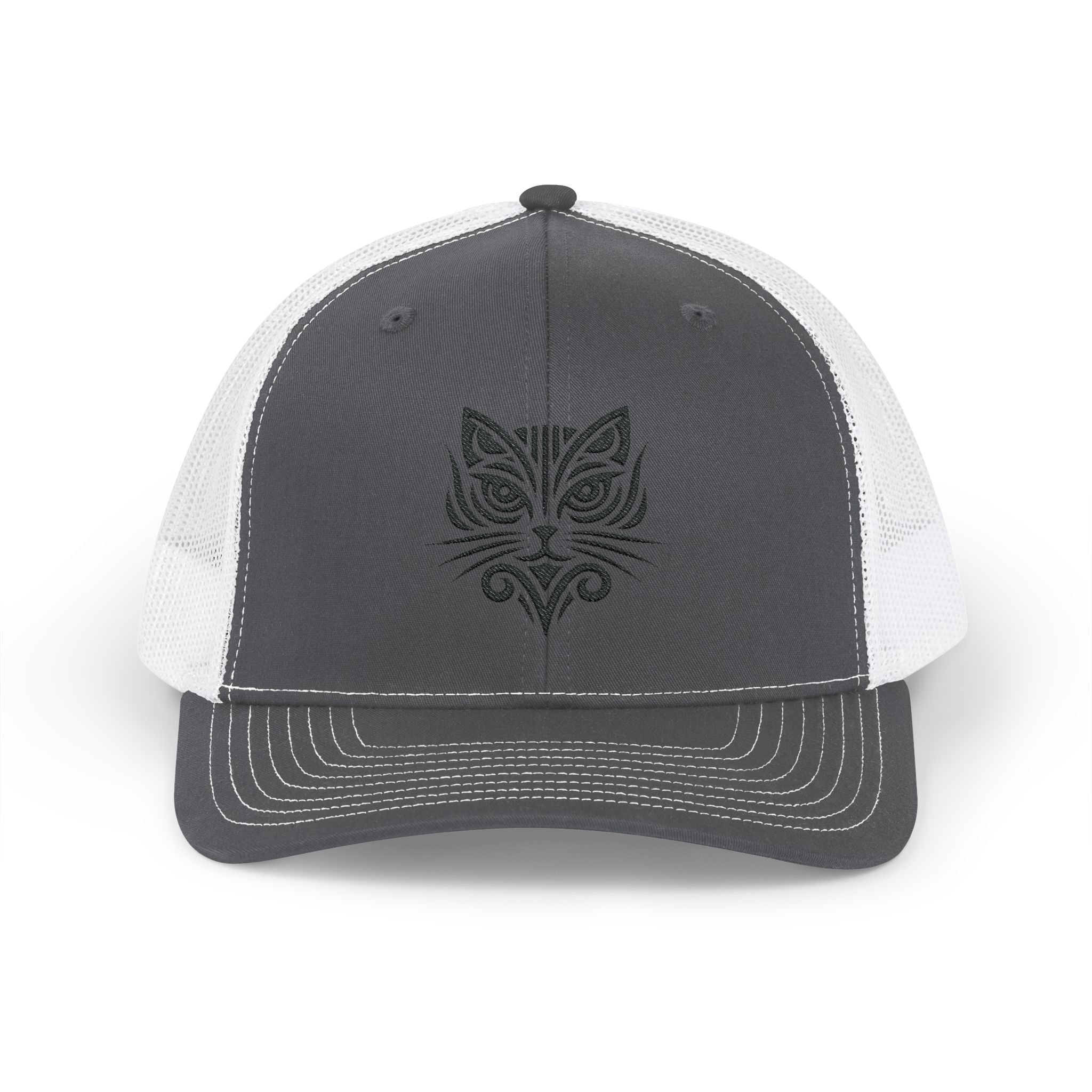 Cat Tattoo Snapback Trucker Cap Charcoal / White / One size - danirou