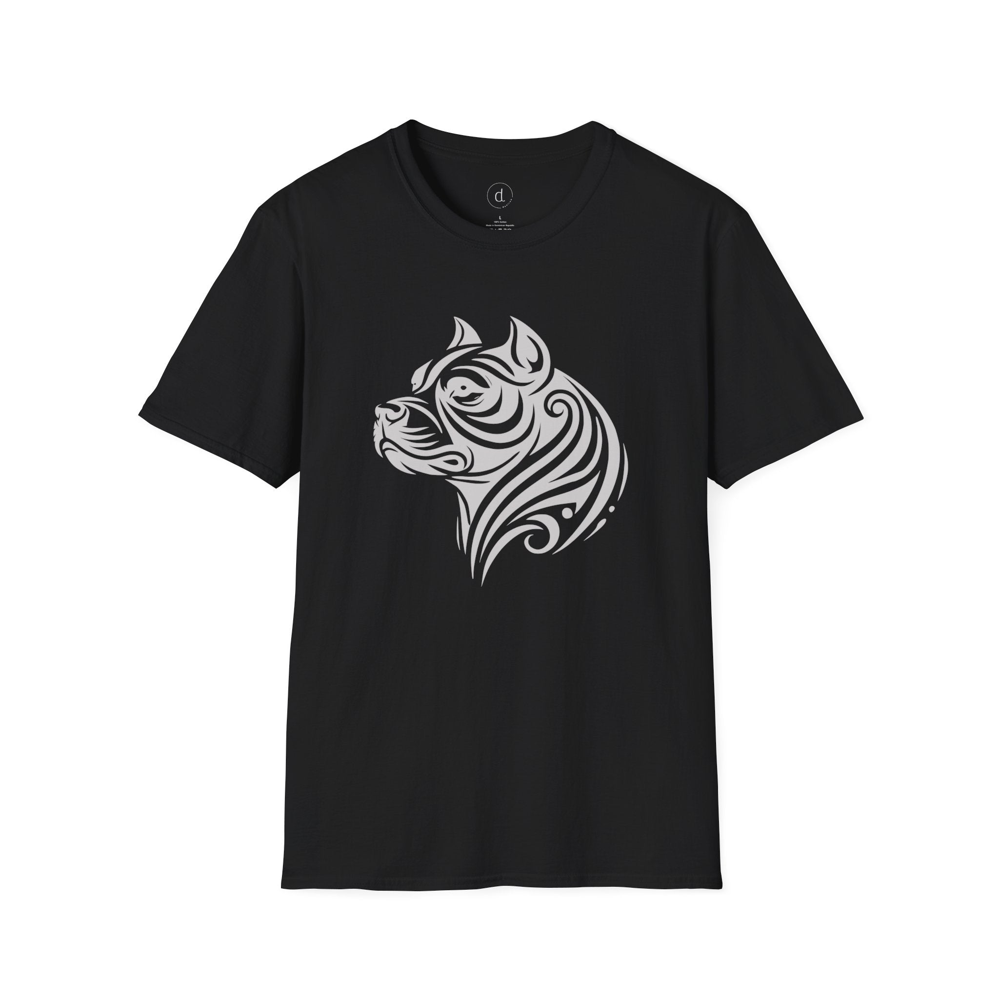 Tribal Pit Bull Softstyle T-Shirt Black / S - danirou