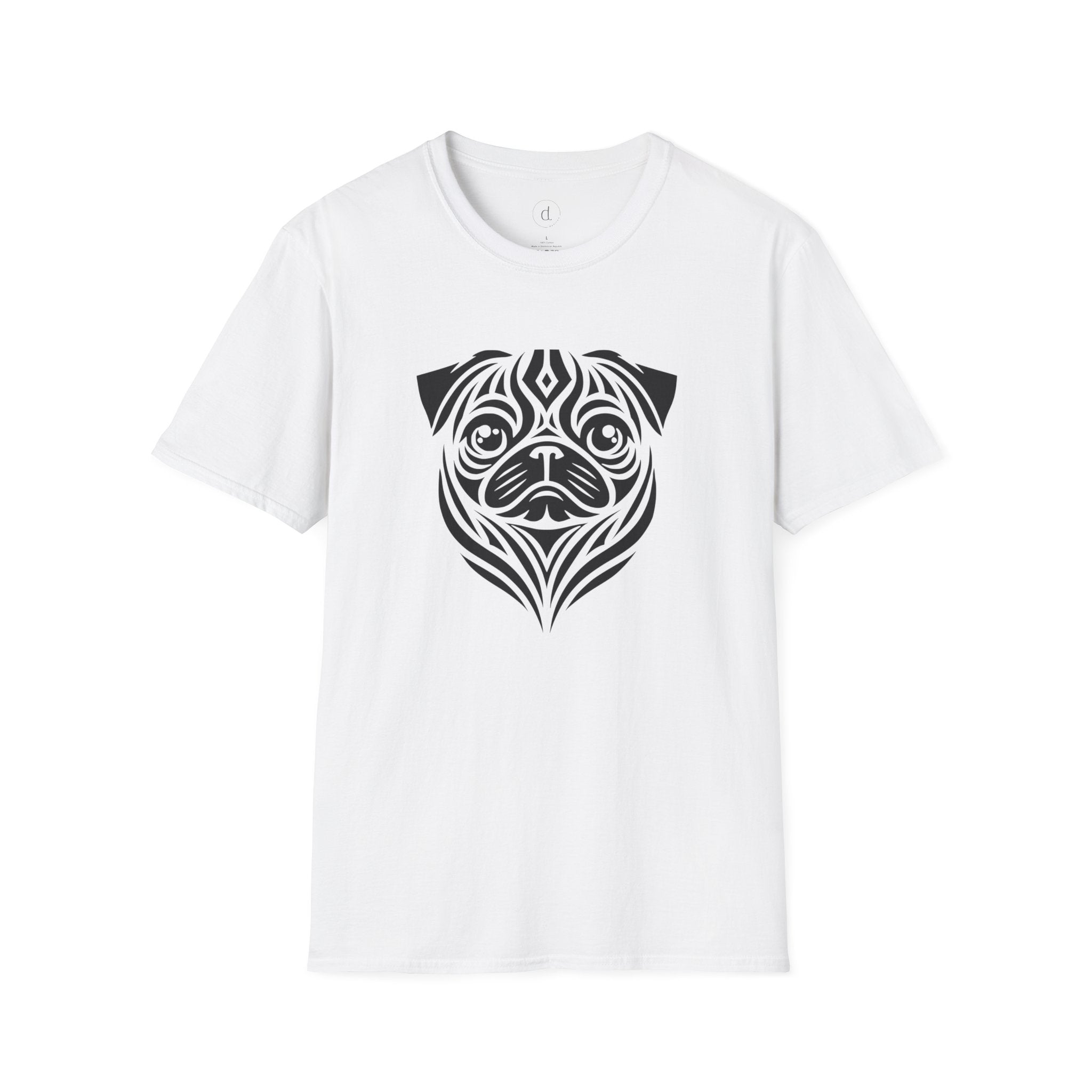 Tribal Style Pug Softstyle T-Shirt White / S - danirou