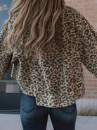 Asymmetrical Hem Collared Neck Leopard Jacket danirou