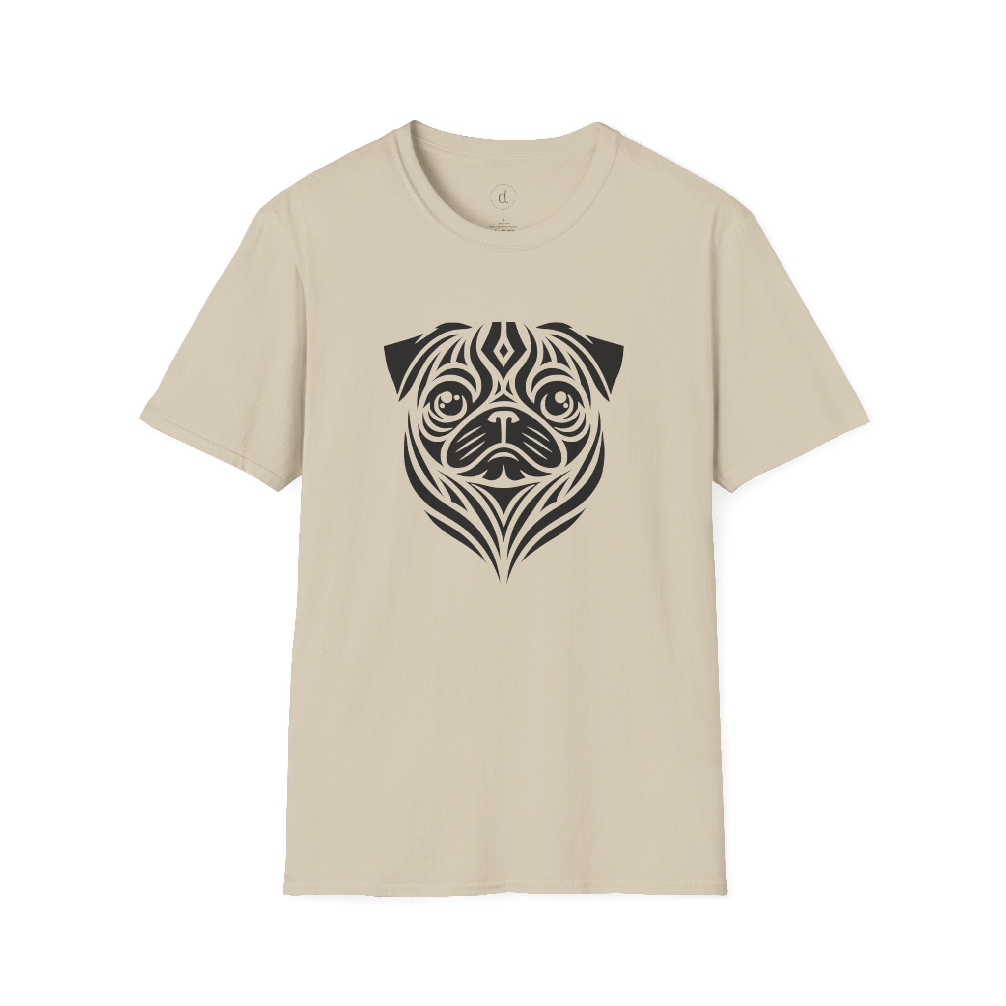 Tribal Style Pug Softstyle T-Shirt Sand / S - danirou