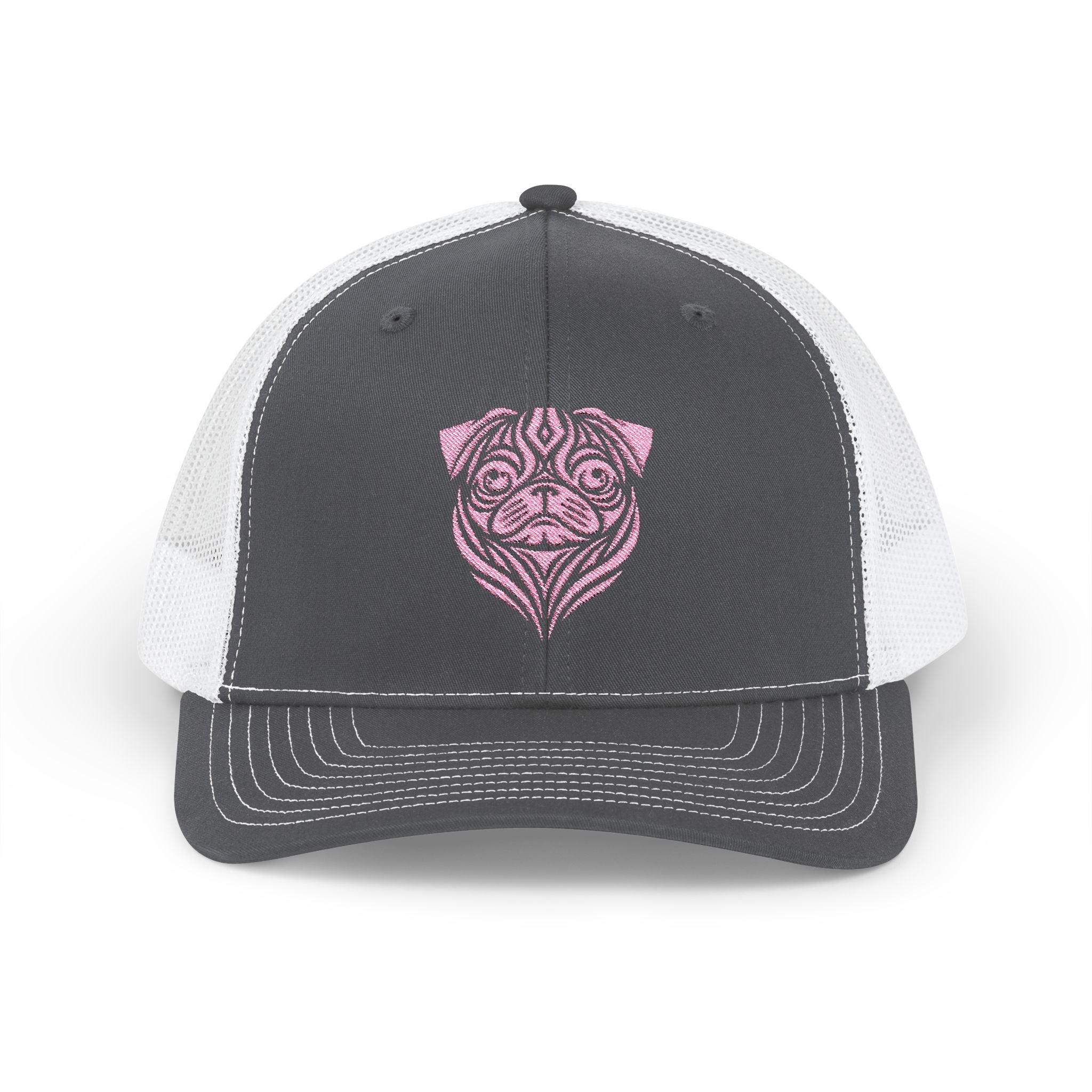 Pink Pug Tattoo Snapback Trucker Cap Charcoal / White / One size - danirou