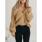 Button Up Long Sleeve Cardigan - Camel / S