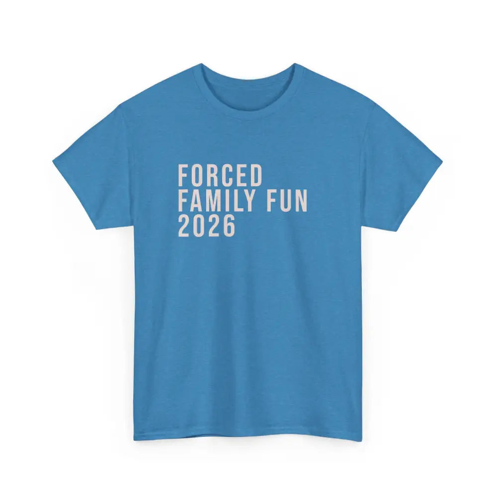 Custom Forced Family Fun Tee - Heather Sapphire / S - T-Shirt