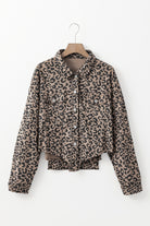 Asymmetrical Hem Collared Neck Leopard Jacket danirou