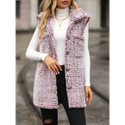 Full Size Button Down Collared Neck Vest - Dusty Pink / S