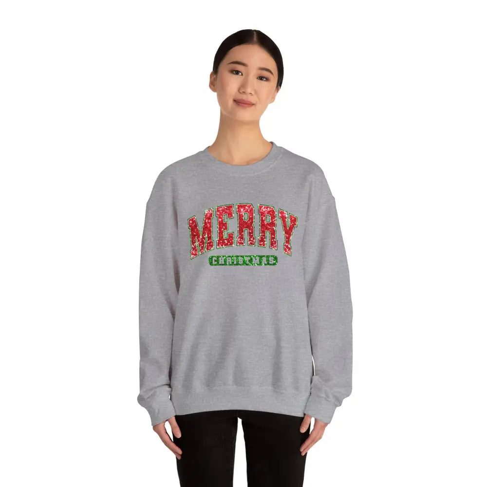 Merry Christmas Sequins Crewneck Sweatshirt - Sweatshirt