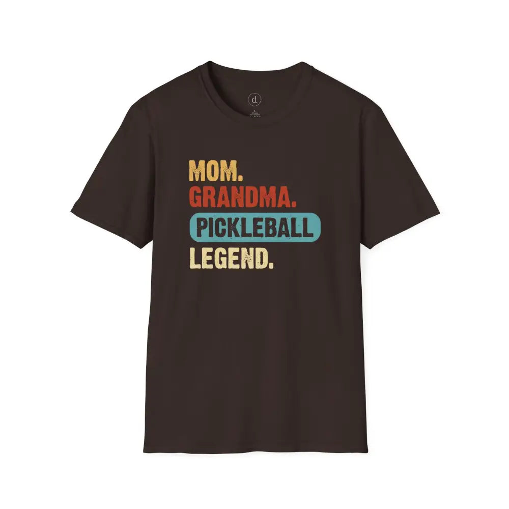Mom Grandma Pickleball Legend Softstyle T-Shirt - Dark Chocolate / S - T-Shirt