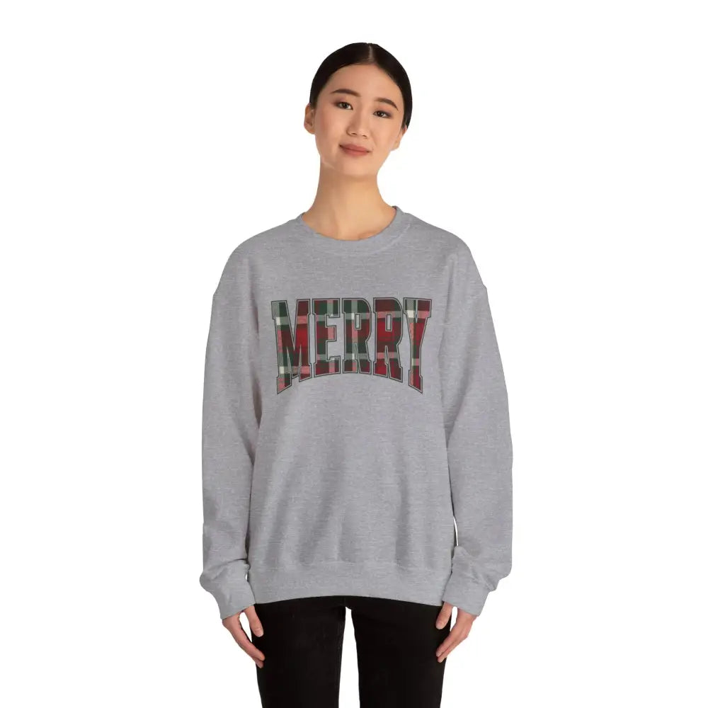 Plaid Varsity Merry Christmas Sweatshirt - Sweatshirt
