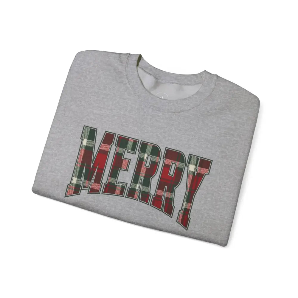 Plaid Varsity Merry Christmas Sweatshirt - Sweatshirt
