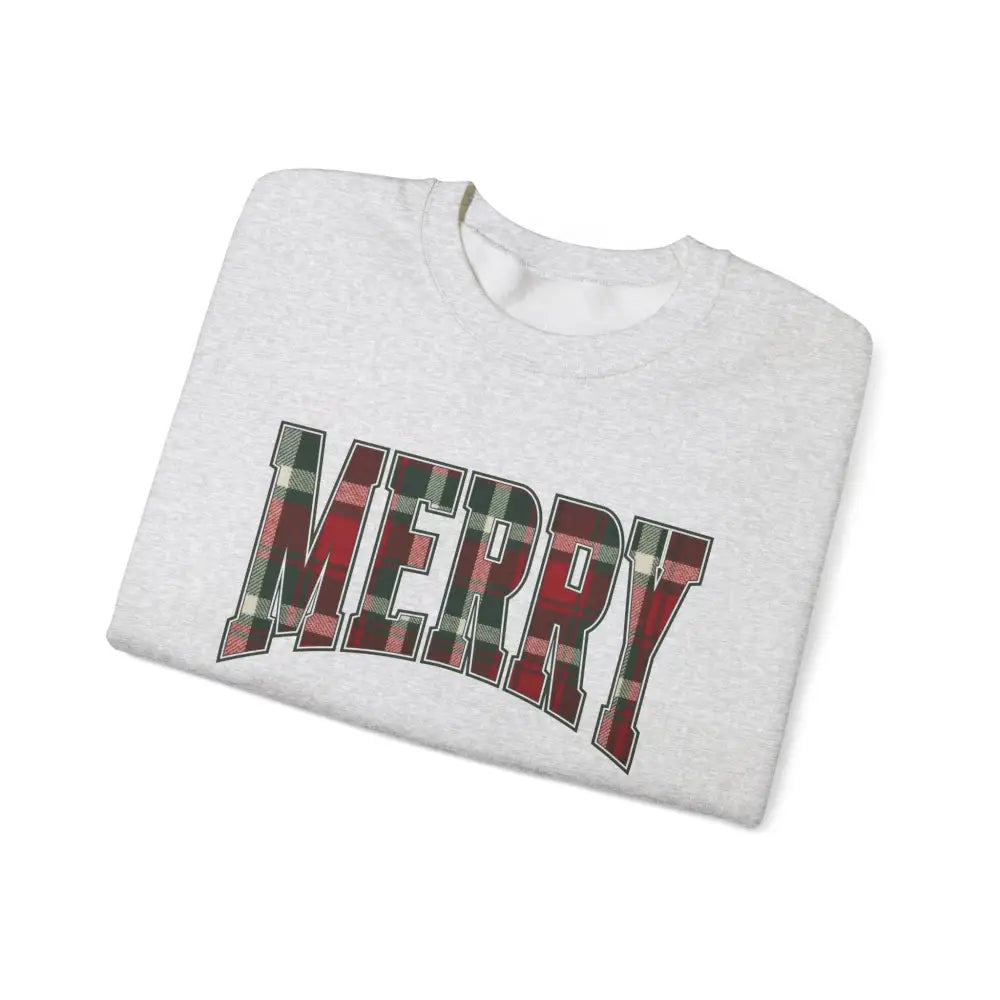Plaid Varsity Merry Christmas Sweatshirt - Sweatshirt