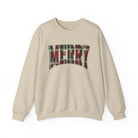 Plaid Varsity Merry Christmas Sweatshirt - Sand / S - Sweatshirt