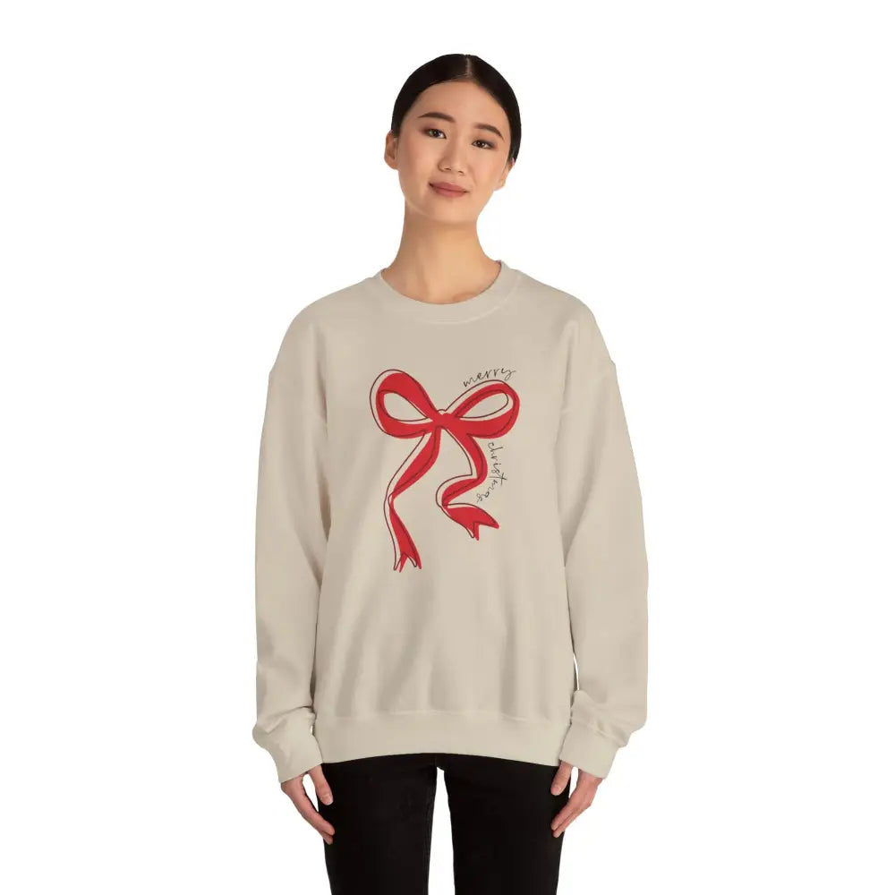 Red Bow Merry Christmas Sweatshirt - Sweatshirt