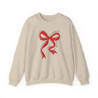 Red Bow Merry Christmas Sweatshirt - Sand / S - Sweatshirt