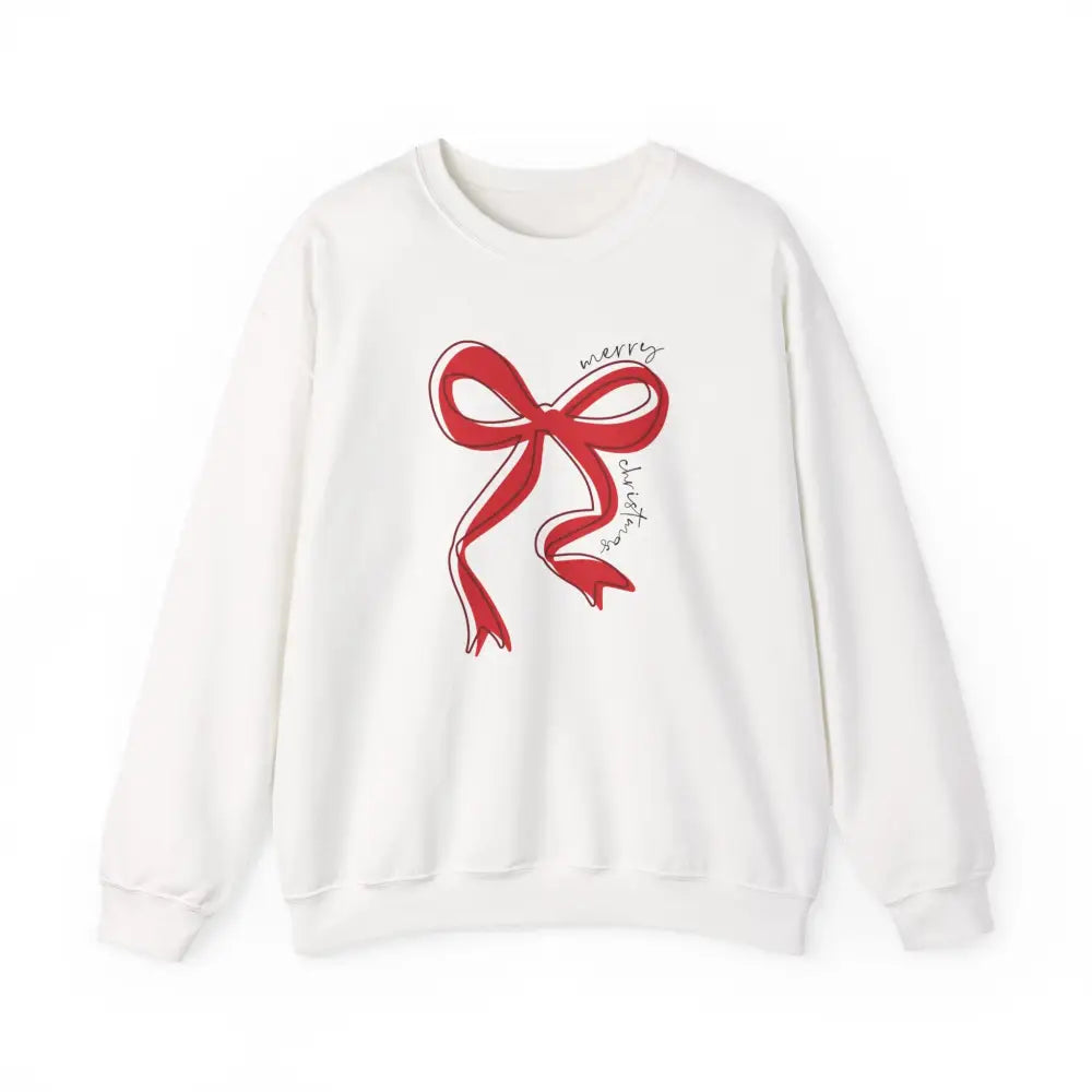 Red Bow Merry Christmas Sweatshirt - White / S - Sweatshirt