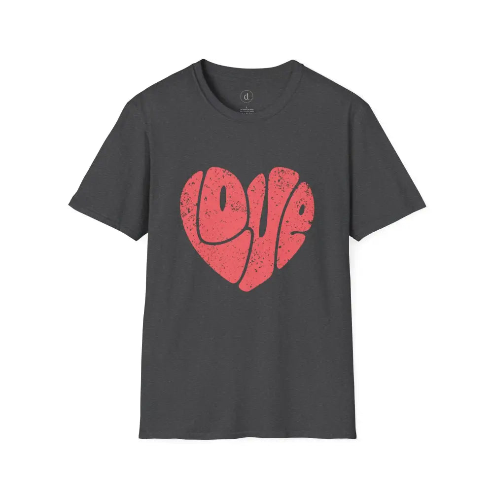 Retro Love Softstyle T-Shirt - Dark Heather / S - T-Shirt